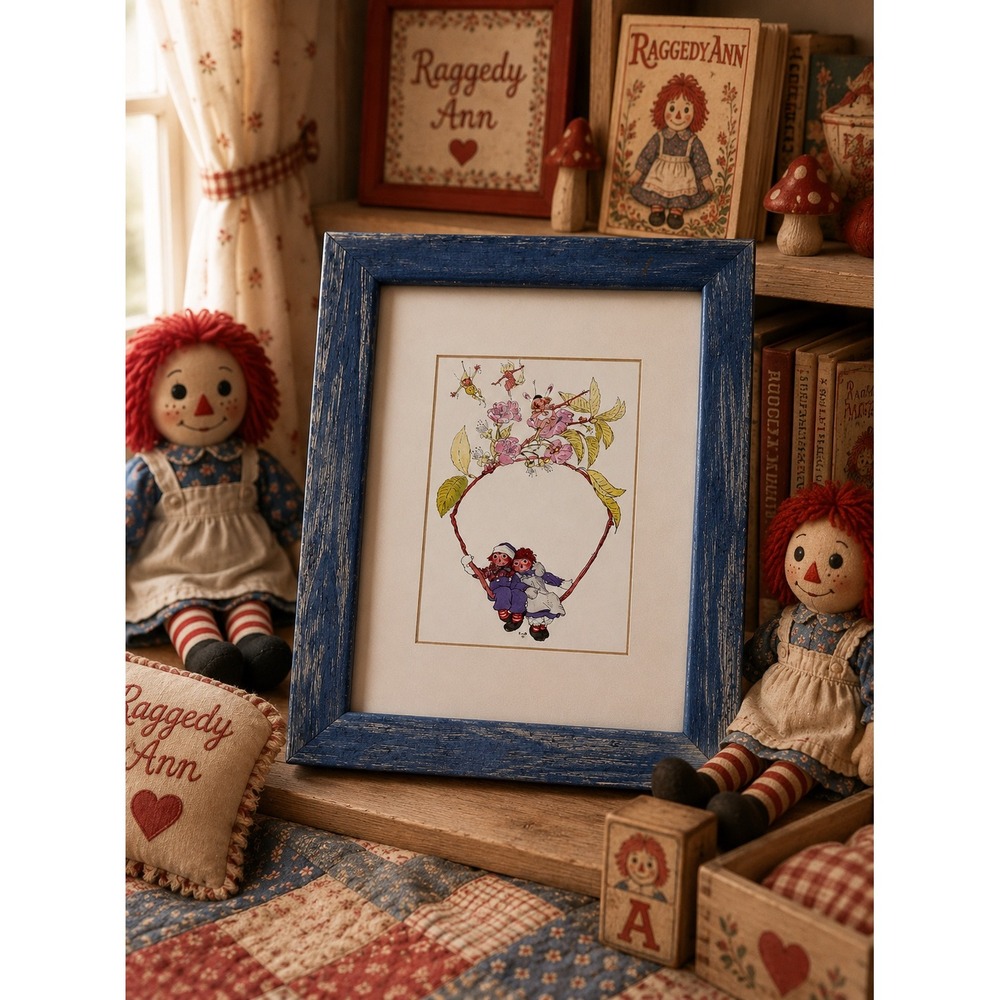 Vintage Raggedy Ann & Andy Framed Art | Storybook Nursery | Fairy Illustration